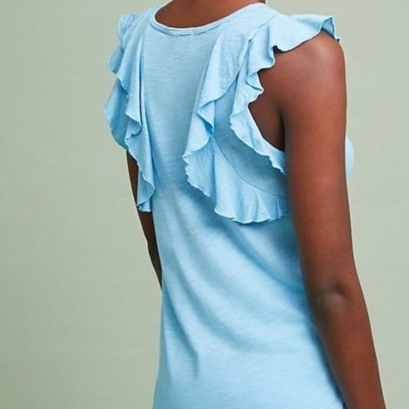 Anthropologie Tops - t.la Anthro Bassetterre Blue Ruffle Cotton Top M